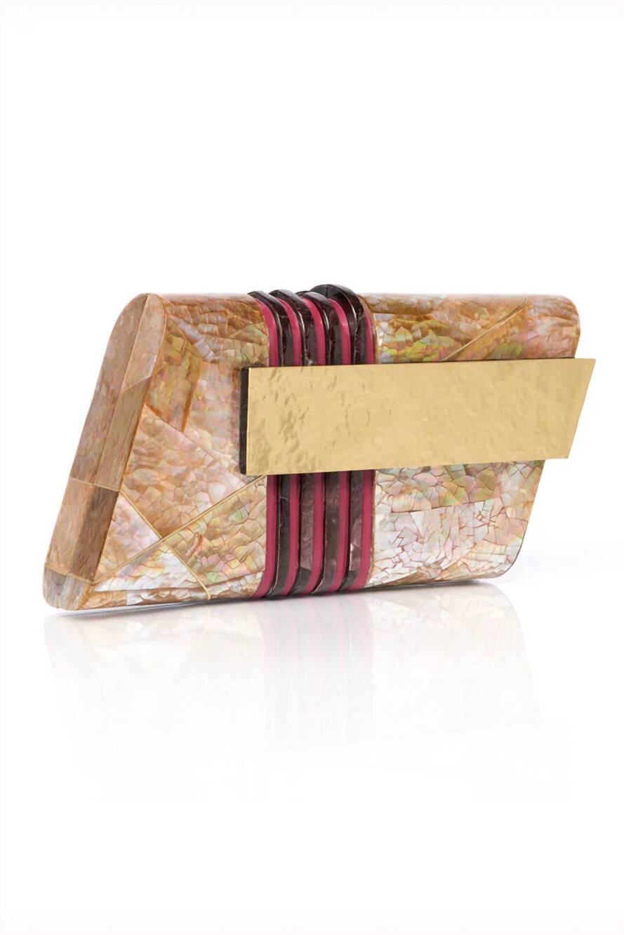 NEW EMM KUO women's joa clutch in burgandy